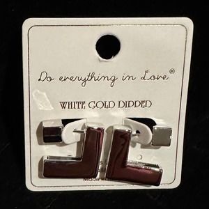 Silver 14K White Gold Dipped Right Angle Earrings, NWT